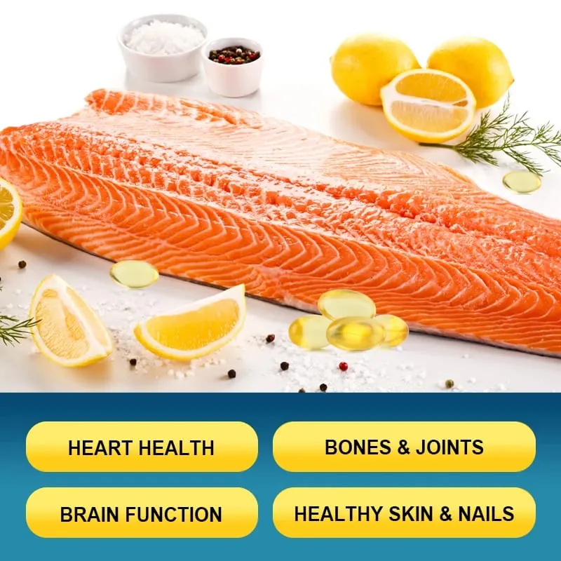 Fish Oil Supplement with Omega-3 for Brain Focus Nervous Skin Health & Prenatal Joint Mobility Antioxidants Vitality