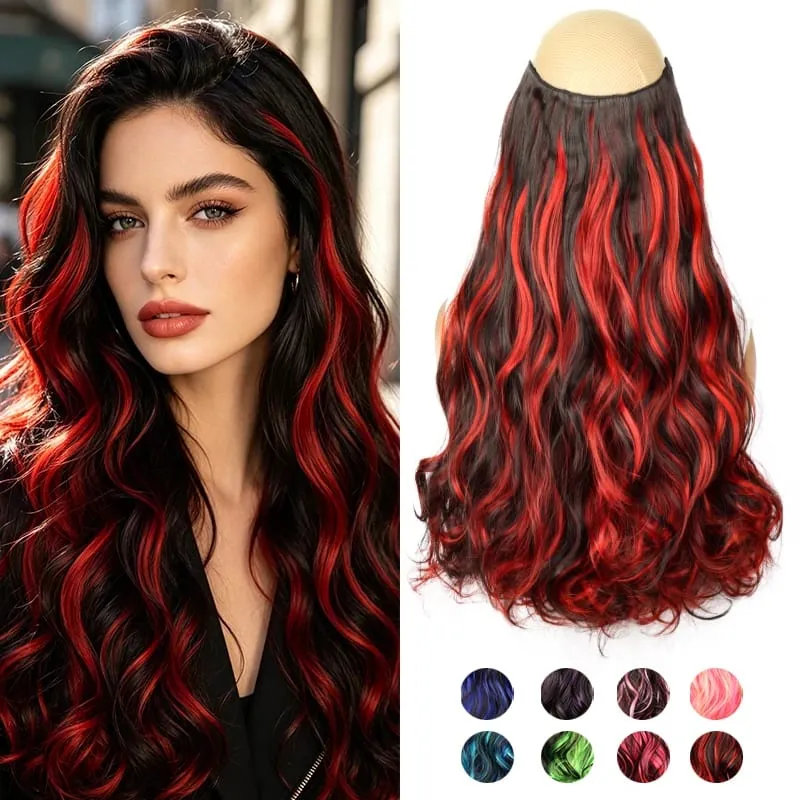 18Inch Synthetic Long Curly Hair Extension One Piece Highlight Rainbow Clip In Hair Extensions Fashion Hairpiece for Women — image 1