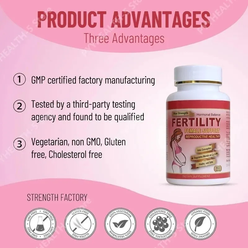 Fertility Tablets for Women Female Prenatal Vitamin Supplements Support Ovulation & Conception 60 Count Daily Routine