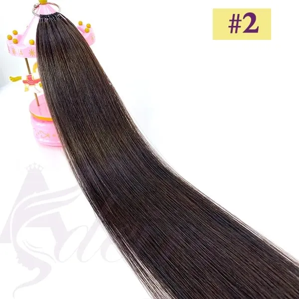 New Double-line Feather Hair Extensions Natural Real Human Hair Microring Hair Extensions Brown Blonde Color Straight — image 8