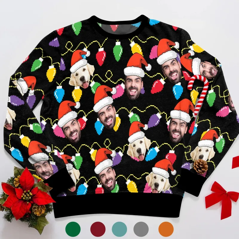 Personalizado sua foto 3d impressão feia camisola de natal diy rosto família pullovers imagem engraçada moletom personalizado presente de natal unisex