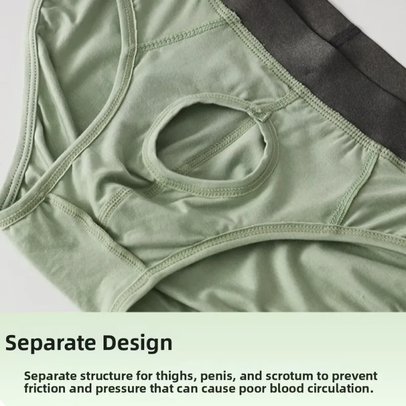 Bamboo Fiber Summer Thin Briefs Men Thin Underpants Splicing Men Front Opening Panties Breathable Lingerie Seamless Underwear