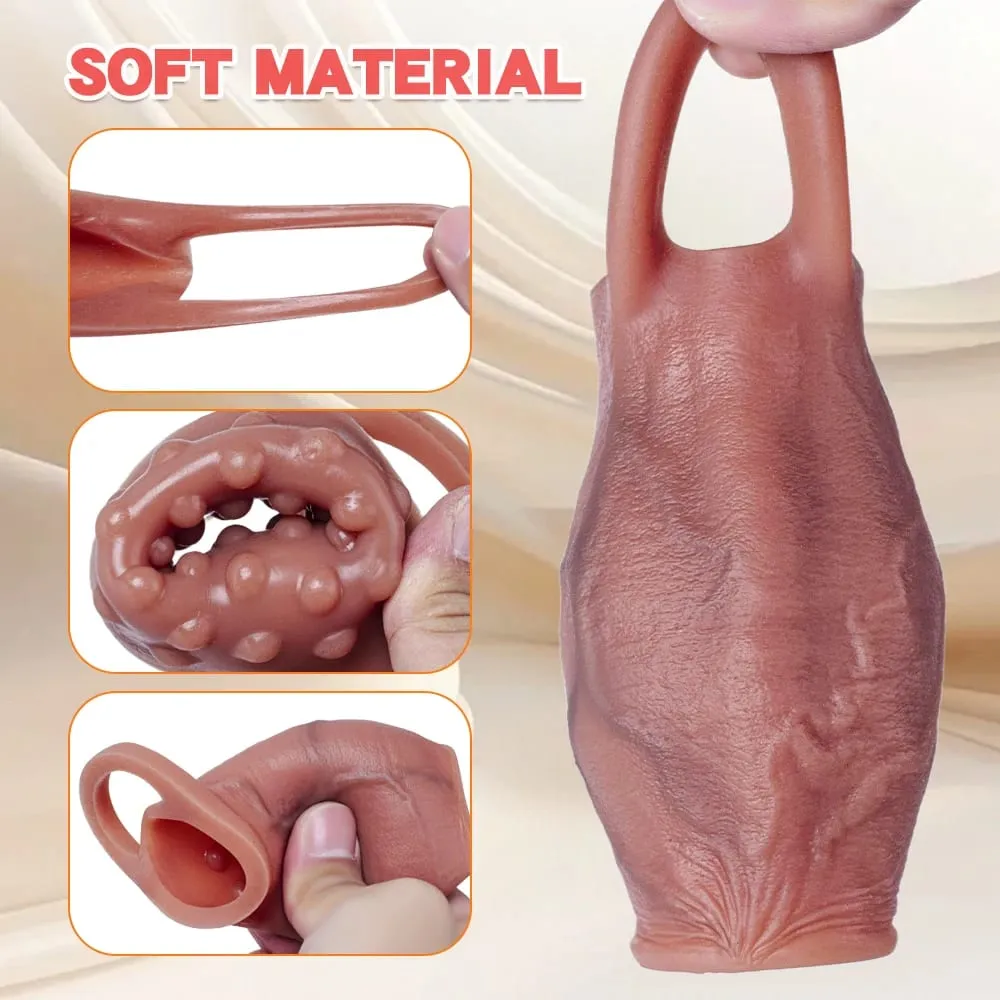 Enlarged and Thicken Cock Sleeve Lock Sperm Penis Ring Adult Men Sex Toy Soft Silicone Dick Sleeve Enlargement Male 18+ Sexy Toy