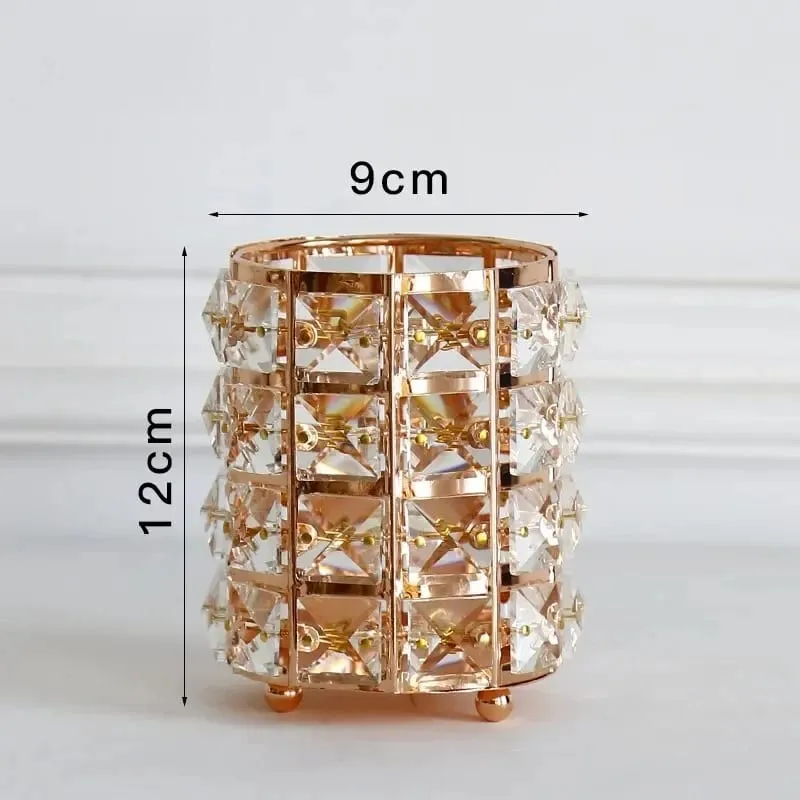 Crystal Makeup Brush Holder European Style Metal Cosmetic Organizer for Brushes Eyebrow Pencils Jewelry