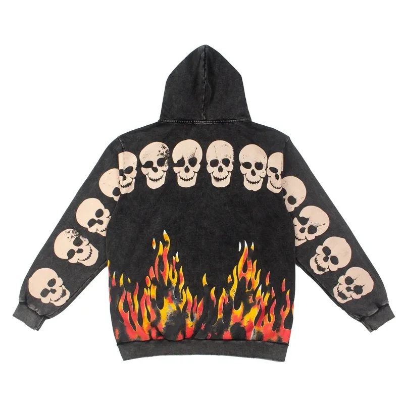 Street Casual SATOSHI Hoodies Pullover Embossed Pattern Embroidery Turtle Shell Design Washed Hooded Men Women Loose Sweatshirts