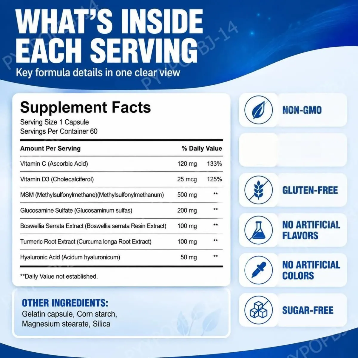 Docteat Knoglera MSM Joint Support Capsules Joint Comfort Cartilage Health and Joint Flexibility for Daily Mobility 60 Capsules