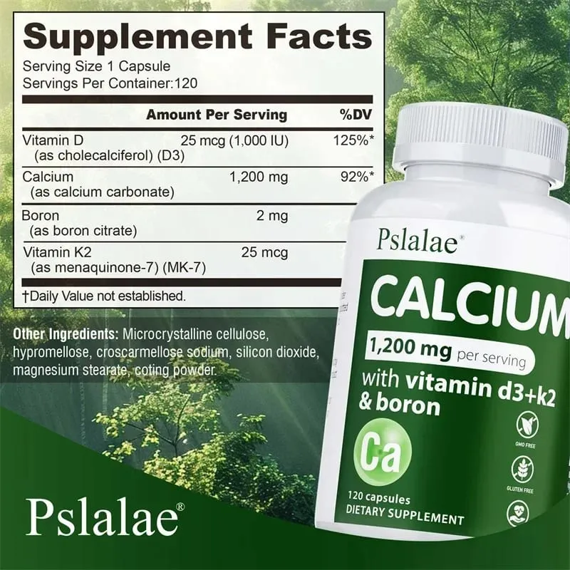 Calcium Supplement - Promotes Calcium Absorption Boosts Energy Strong Bones Supports Heart & Muscle Health Non-GMO