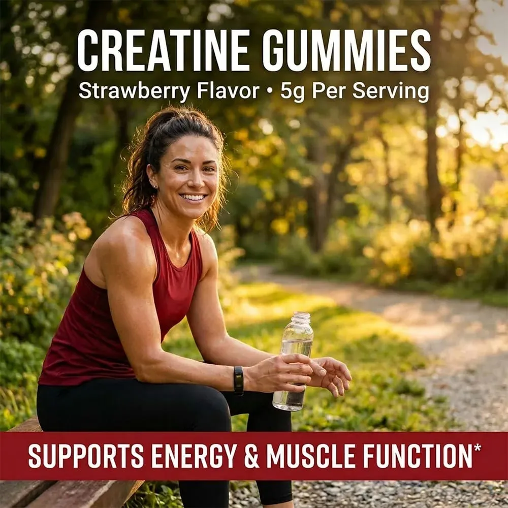 Creatine Monohydrate Gummies 5000mg Pre & Post Workout Support for Muscle Strength & Recovery Build Muscle Mass Vegan
