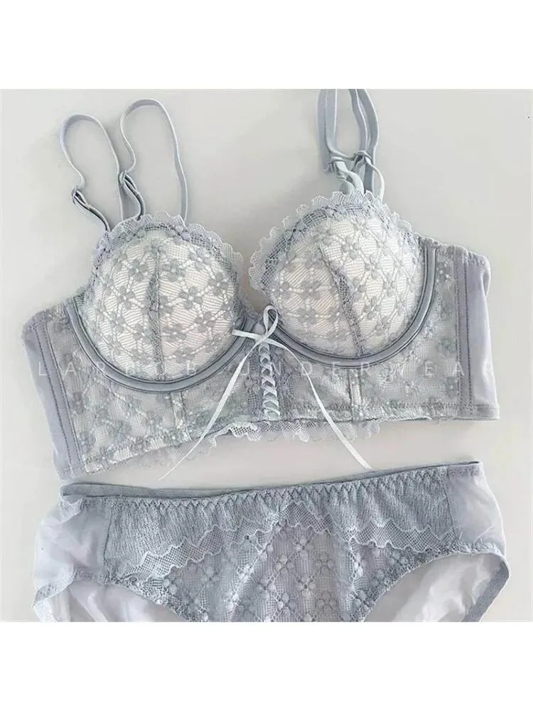 Lace Push Up Bra No Underwear Padding Slim Wireless Seamless Summer Sexy Bralette for Small Chest Lift Side Support Anti Sagging