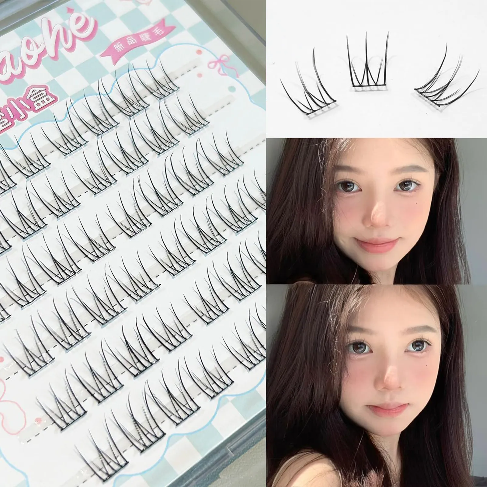 DIY False Eyelashes Natural Look Soft Lightweight 3D Fluffy Lashes Cruelty Free Reusable Eye Makeup Accessories for Women
