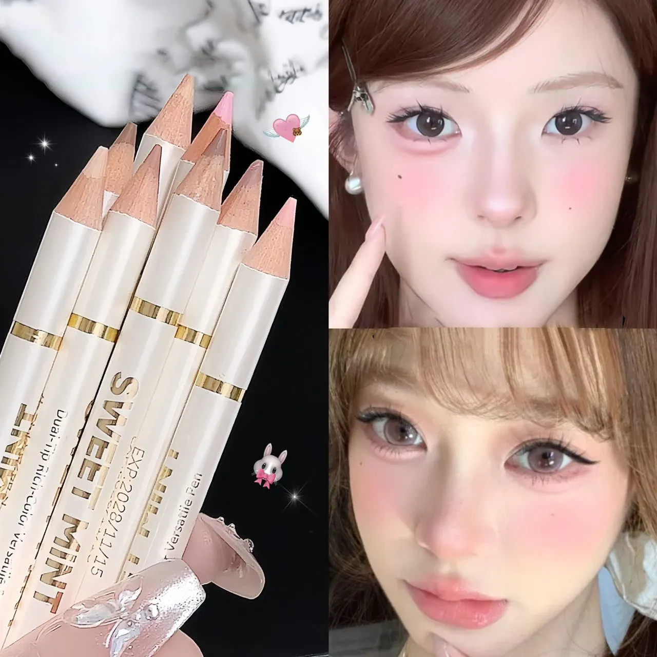 Stylo de maquillage aegyo-sal à double extrémité, couleur chair, abricot brun, sous les yeux, crayon d'ombre et de surbrillance, Contour naturel éclaircissant, Eye-Liner