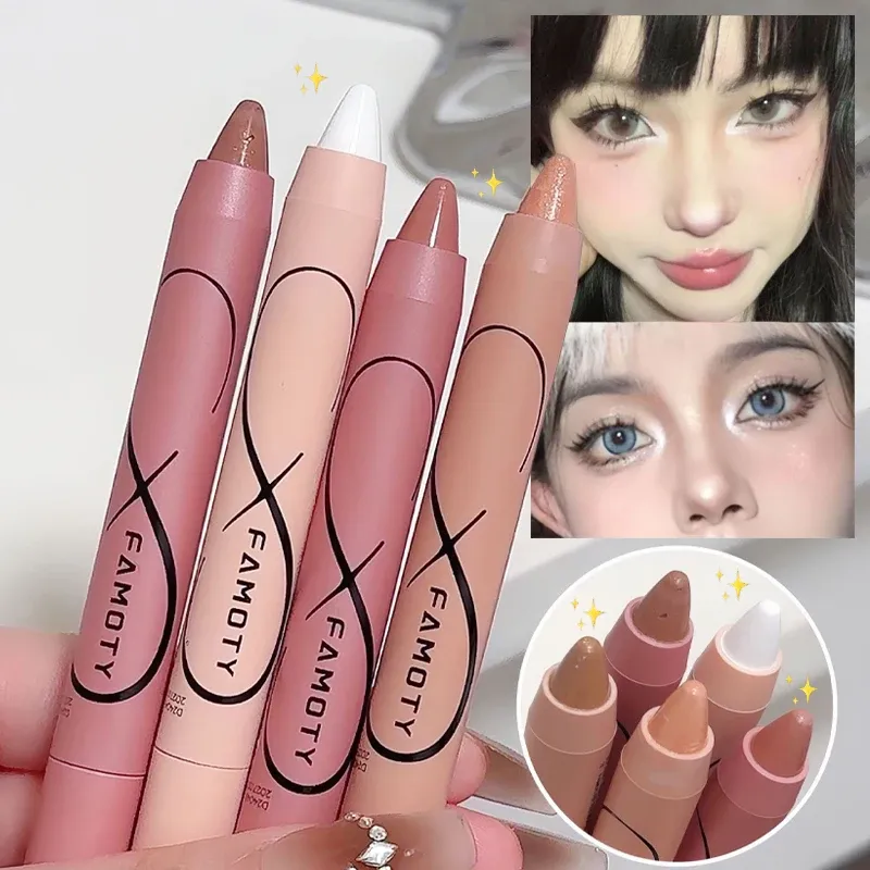 Pearl Lying Silkworm Highlighter Eye Shadow Pen Matte Glitter Eyeshadow Stick White Pearlescent Brightening Eyeliner Cosmetic