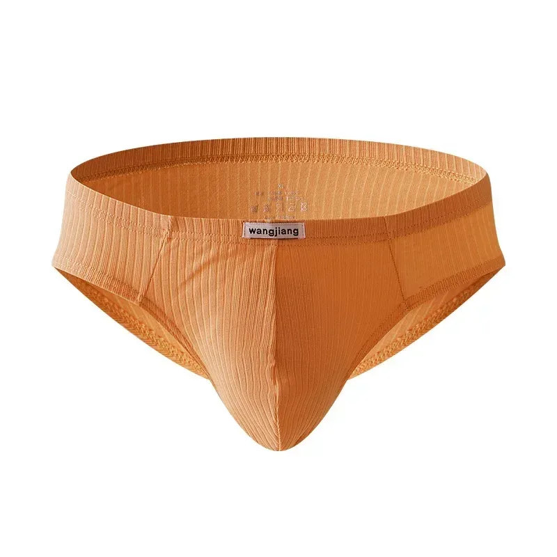 Men's Ribbed Cotton Separate Pouch Briefs Breathable Low Rise Soft Stretch Underwear Panties 1PC