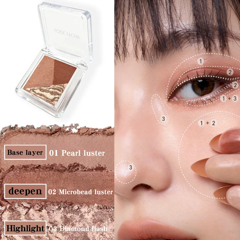 3 Colors Marble Baked Eyeshadow Palette Matte Shimmer Glitter Eye Shadow Waterproof Long Lasting Earth Tone Eye Makeup Cosmetics