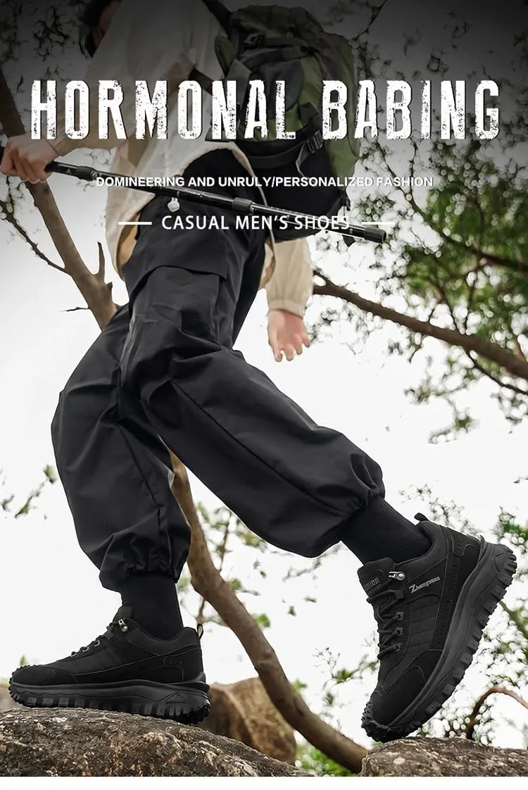 Outdoor Casual Sneakers for Men Thick Bottom Durable Comfortable Lining for Hiking Camping Daily Outing