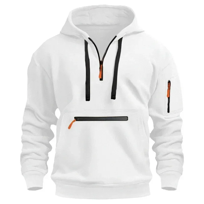 2025 New Men's Hoodies Winter Hooded Shirt Wear Fleece Multi Pocket Fashion Tops Hoody Loose Oversized Pullover Man Clothing