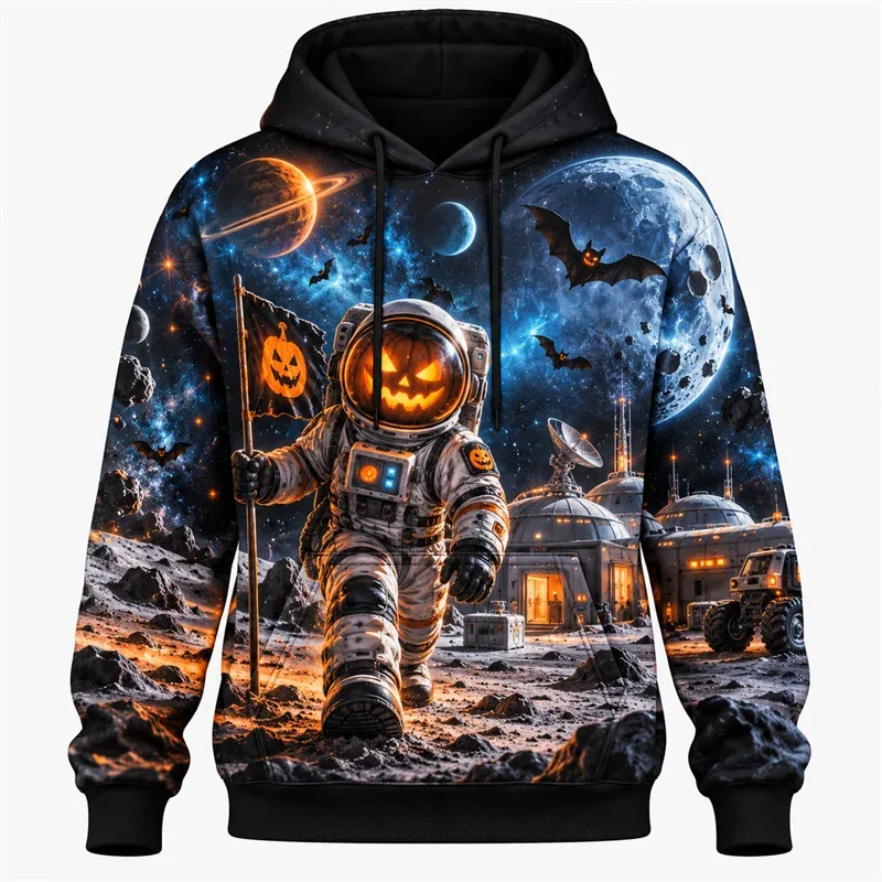 Halloween Hoodie 2026 Retro Graphic Pullover Haunted Adventure Gothic Night Streetwear Pumpkin Ghost Skeleton Moon Forest Unisex — image 7