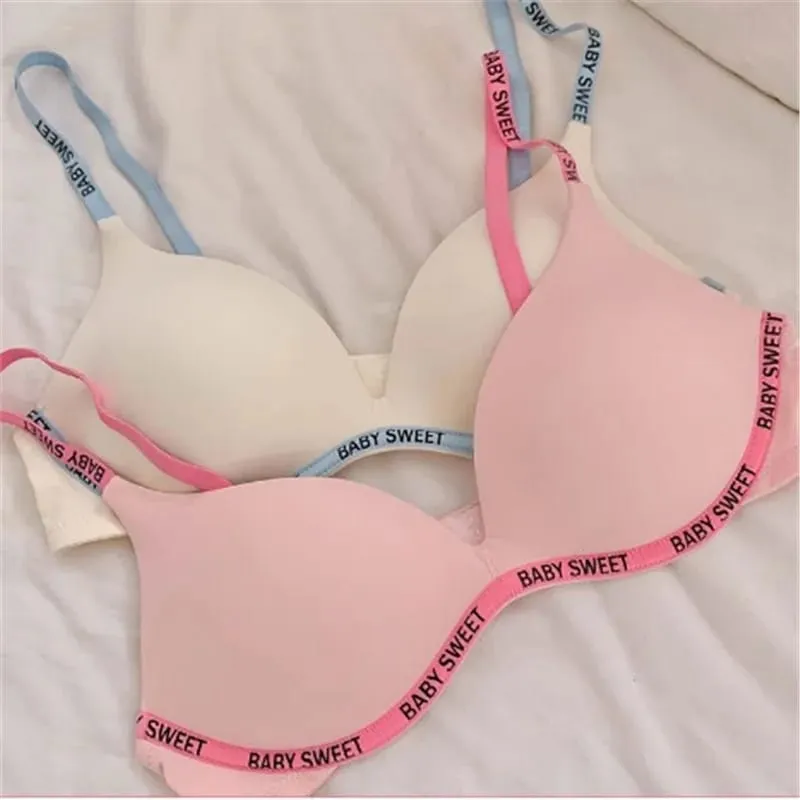 Seamless Bralette Set for Teens Wireless Comfort Push Up Padding Lightly Lined Pure Color Bra Panty Young Women Lingerie MOYISU