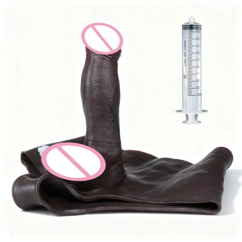Black Nude Strapon Big Realistic Ejaculation Dildo Silicone Squirting Panties With Simulated Solid Penis Sex Toy For Women — image 42