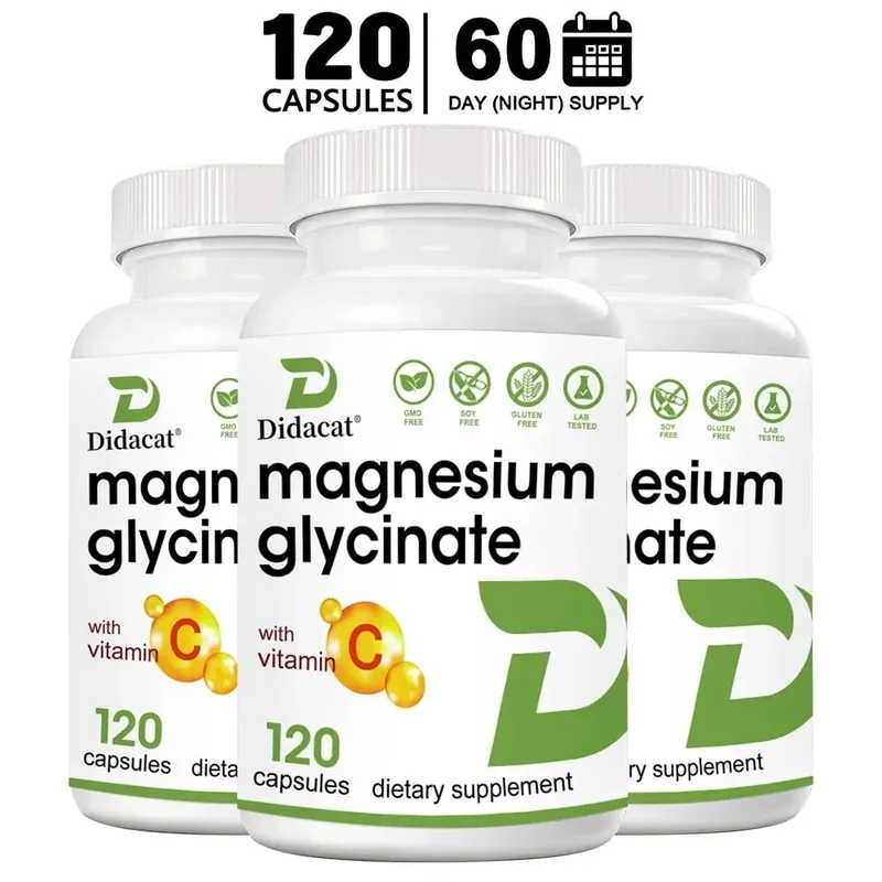 Glycinát hořečnatý 1000 Mg 120 vegetariánských tobolek – vysoce čištěný stopový minerál pro svalové klouby srdce a zdraví trávení