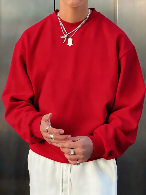 Man'S Fleece Autumn Top Street All-Match Pullovers Comfortable Basics Sweatshirts Sport Casual Sportswears Daily Soft Clothing