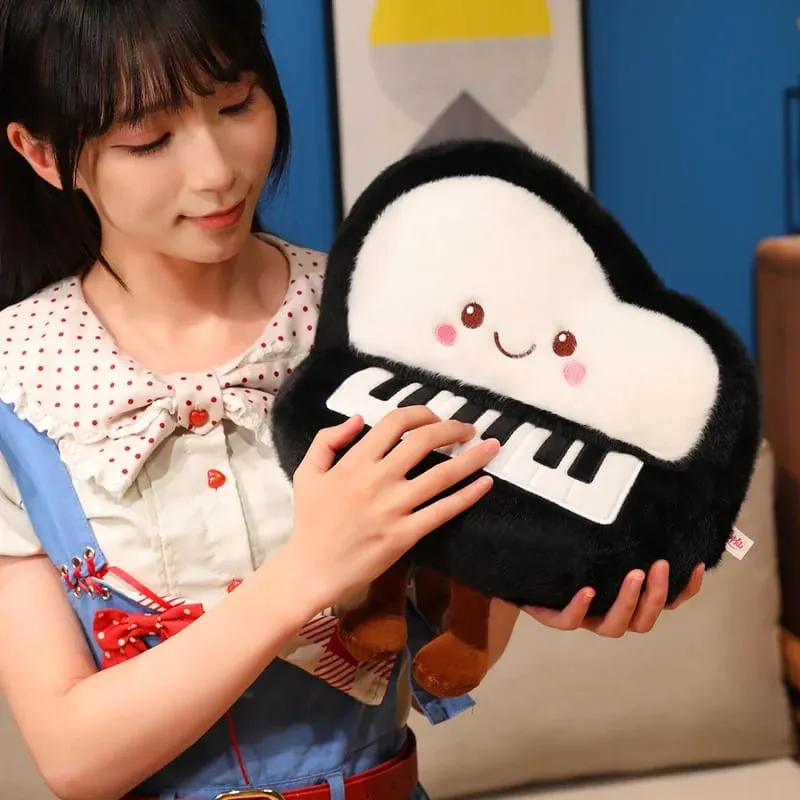 14/16cm Black Piano & White Air Conditioner Plush Pendant Stuffed Humanoid Musical Instrument Keyring Decor for Bag Gift — image 4