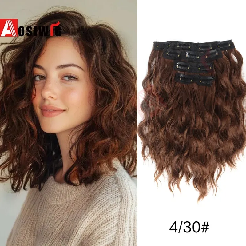 Synthetic 11 Clips Clips in Hair Extensions Long Curly Hairstyle Black Blonde Hairpieces Heat Resistant False Hair Daily Use — image 13