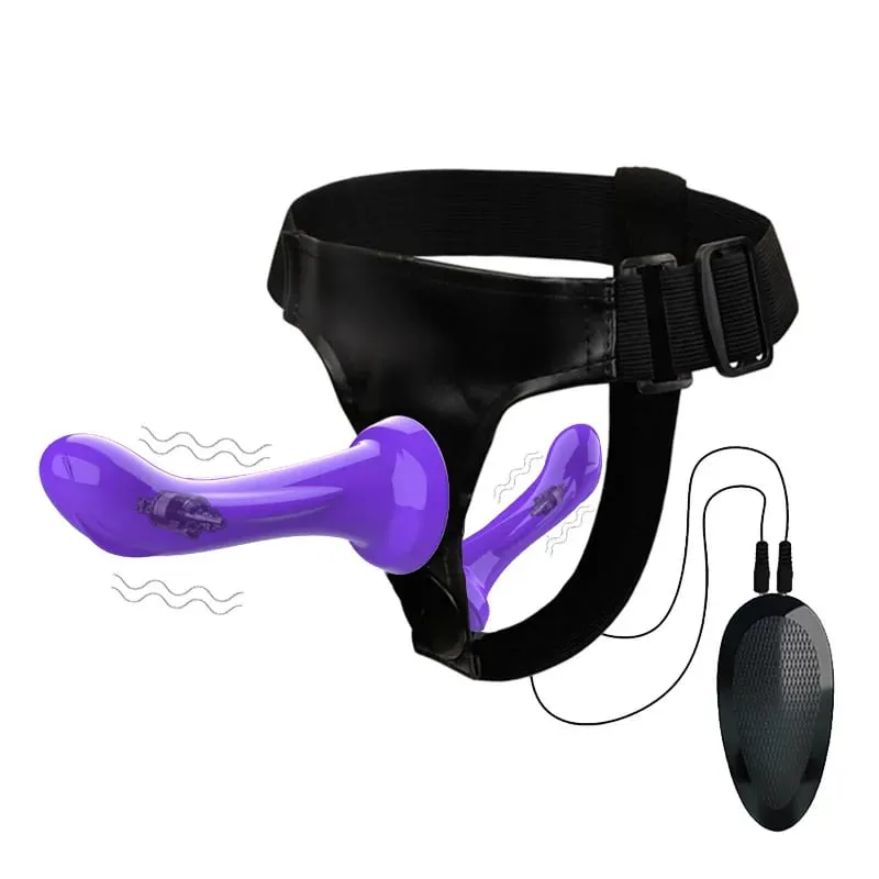 Vibrating Double Penetration Strap On Dildo Harness Adjustable Belt Dual Ended Anal Plug Sex Toy for Couples Remote Control A