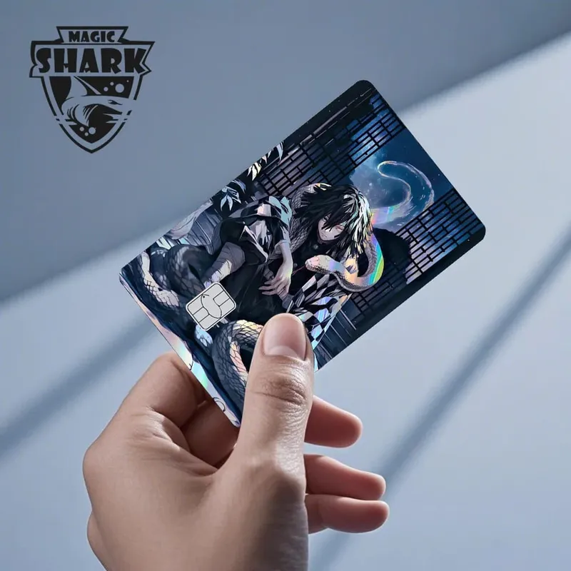 Magic Shark 2026 New Hot Demon Slayers Anime Shinny Holographic Laser Skin Cover Sticker Film for Debit Credit Bank Card