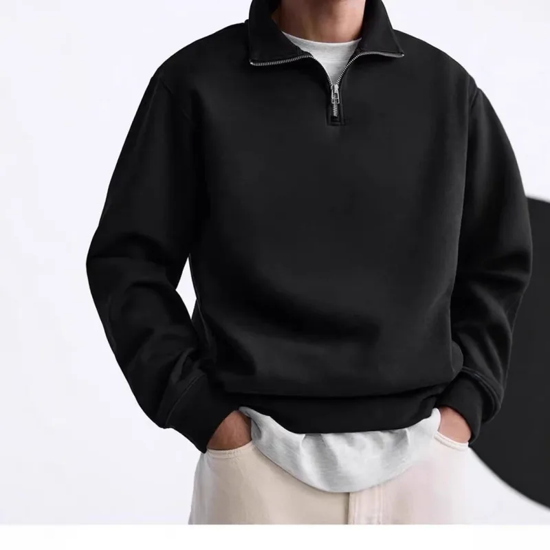 Spring Autumn new Casual Half Zipper stand collar sweatshirt Trend Simple slim men Pullover long sleeve tops Men's sweatshirt