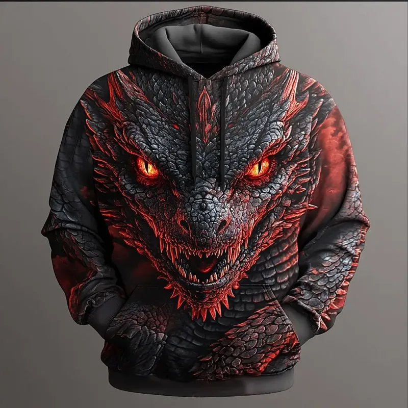 Men's Dragon Graphic 3D Hoodies Sweatshirts Cool Daily Long Sleeve Crew Neck Party Holiday Streetwear Fall Winter Tracksuit Coat