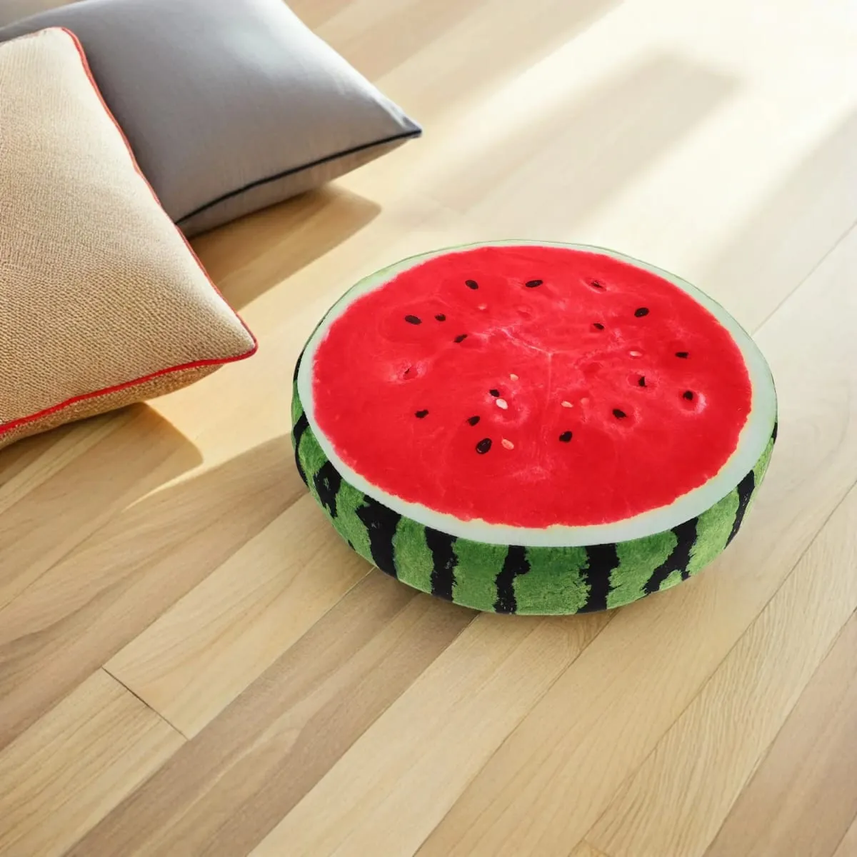 Watermelon Shaped Pillow 3D Realistic Design Soft Comfortable Decorative Throw Cushion for Living Room Bedroom Sofa Seat Pad