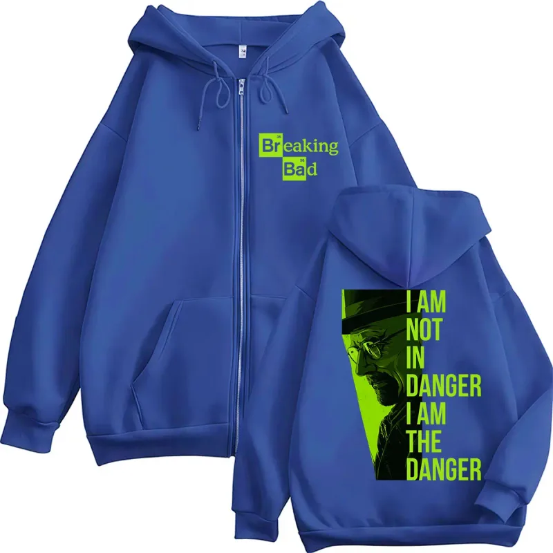 TV Series Breaking Bad Heisenberg Zip Up Hoodies I Am Not Danger I Am The Danger Men Women Tracksuit Loose Autumn Casual Coats