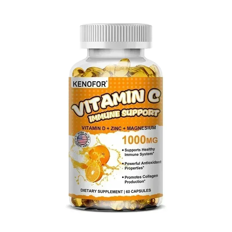 Vitamin C Capsules Antioxidant Support Immune System Cellular Energy Production Skin Brightening & Collagen Synthesis