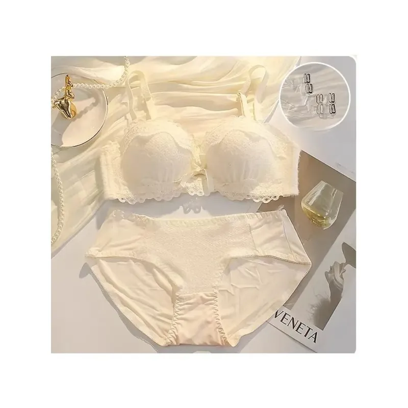 New Lace Lingerie Set Non Wired Padded Bra Half Cup Small Bust Boost Sexy Anti-Sag Underwear Women All Season S-XLAB Cup