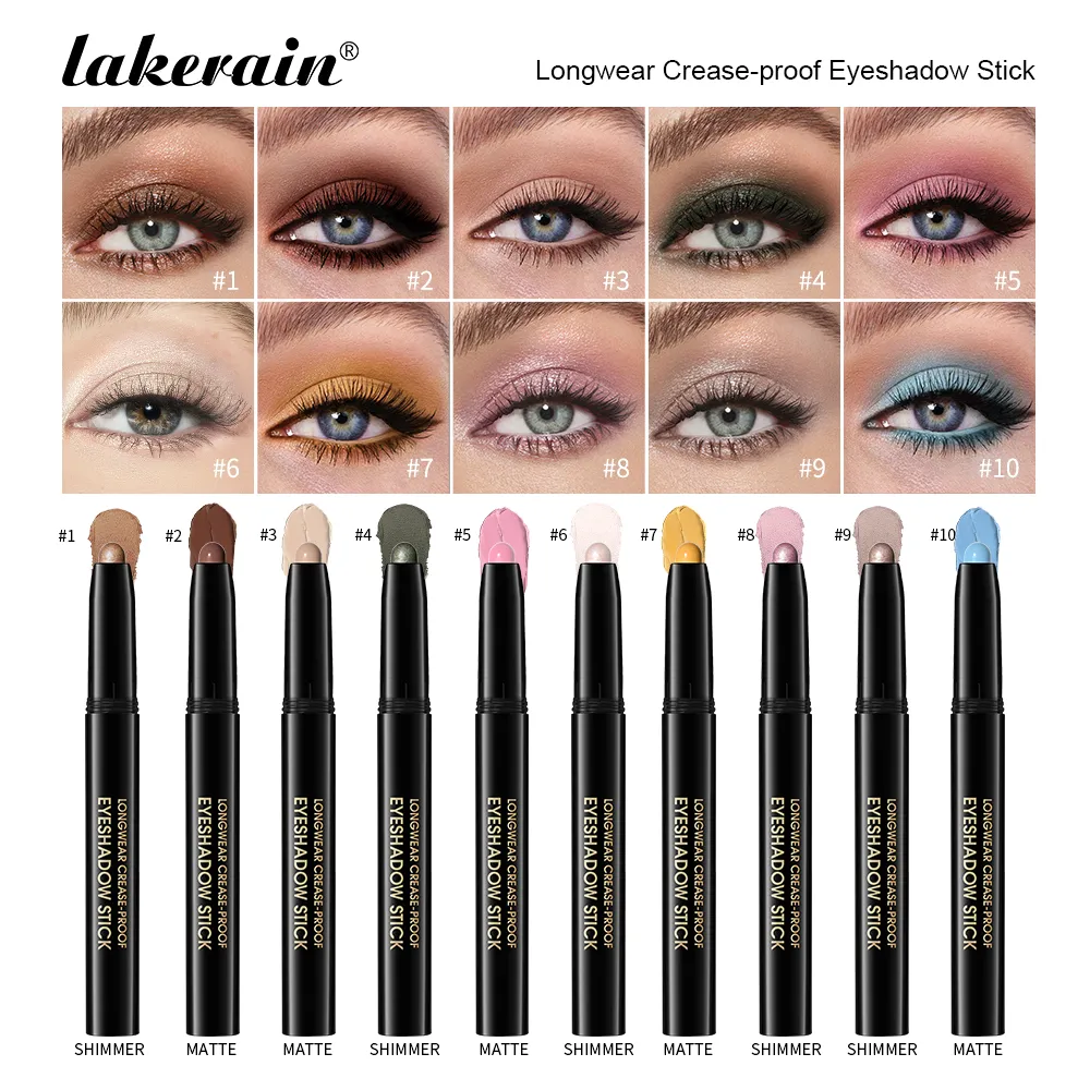Shimmer & Matte Eyeshadow Pencil Stick Waterproof Pearlescent Metallic Glitter Eye Shadow Highlighter Pen Eyeshadow Cosmetics — image 2