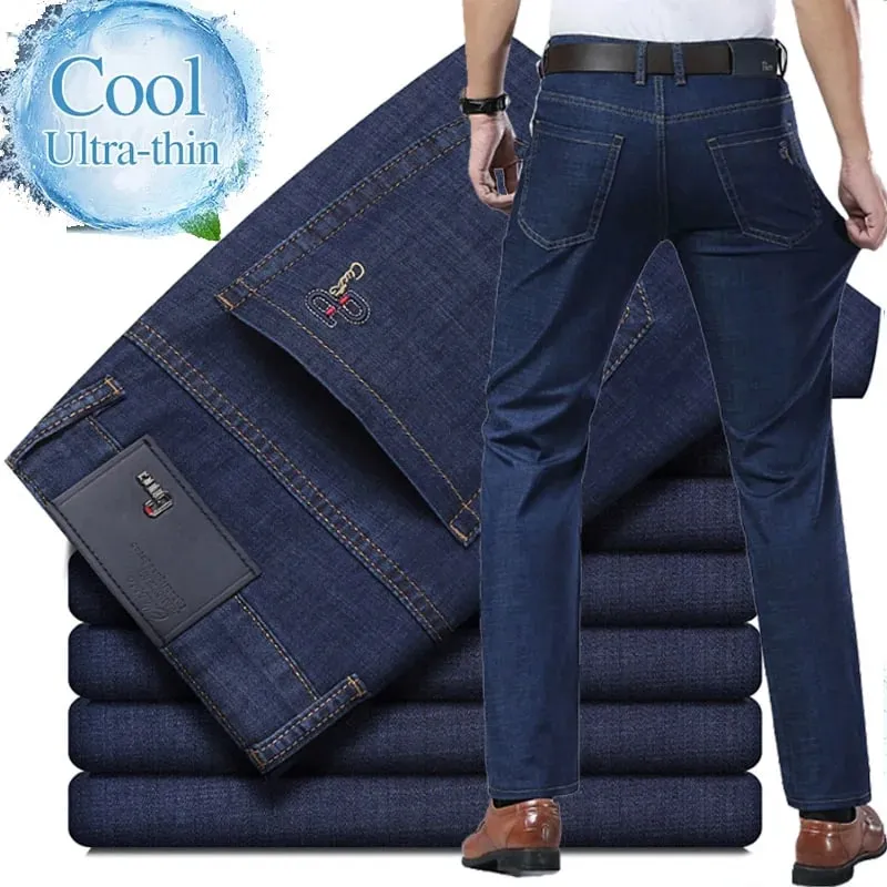 Nye mænds sommer ultratynde jeans Mode Business Komfortable bløde afslappede denimbukser Lette elastiske bukser med lige ben