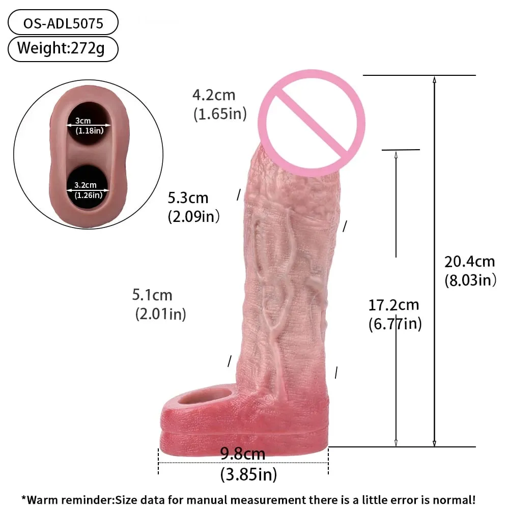 Reusable Penis Sleeve with Realistic Closed Head And Cock Ring Dick Enlargement Comdom Delay Ejaculation Sex Toys for Men