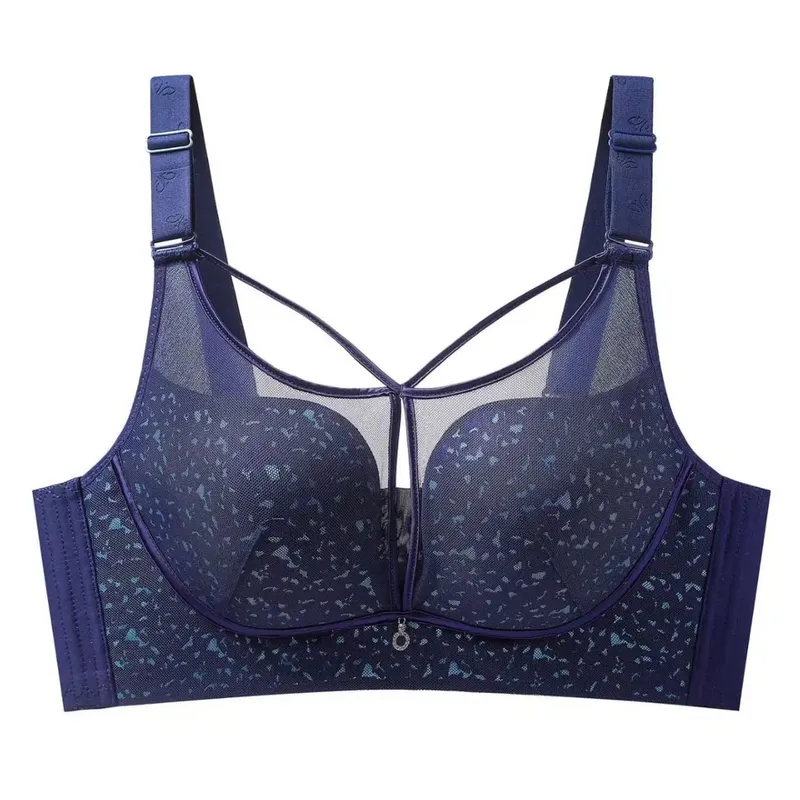 Leopard Print Plus Size Minimizer Bra Wireless Adjustable Gathered Anti-Sagging Supportive Brassiere for Large Bust Women — image 8