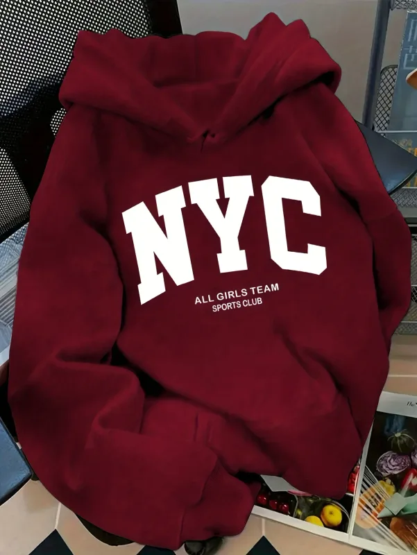 New Fall/Winter Comfortable Navy Blue New York Team Hoodie - Long Sleeve Couples' Street Style Hoodie Casual Pullover with POC — image 3