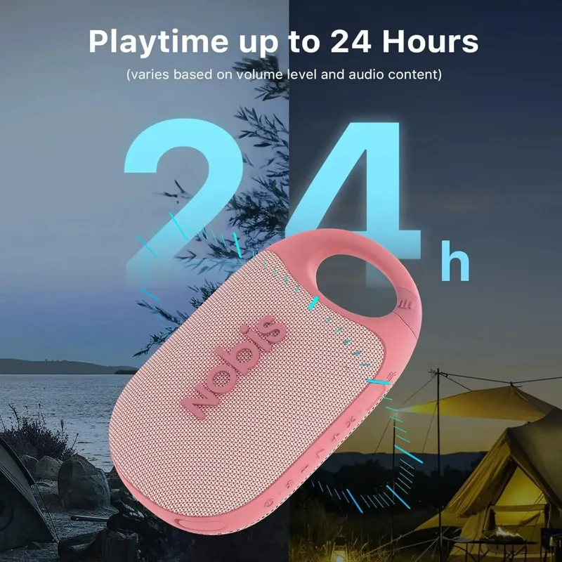 Portable Bluetooth Speaker with App Clip N1 Speaker Beat Mode Up to 24H Playtime IP68 Waterproof BT 5.3 HD Sound Stereo Pairing Custom EQ Perfect for Outdoor Home and Adventure