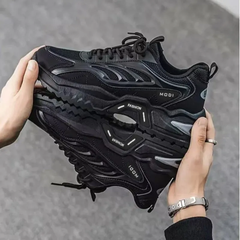 Men Sneakers Spring Summer Breathable Mesh Casual Shoes Platform Chunky Dad Footwear Lace Up Walking Running Shoes