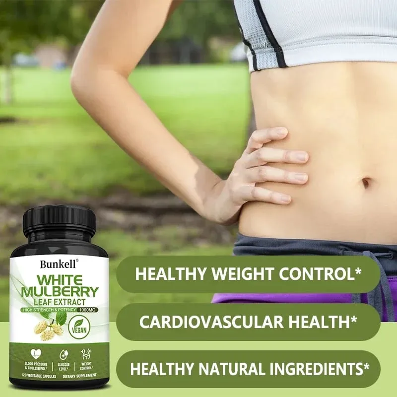Hvidt Mulberry Leaf Extract 1000mg - 120 Kapsler Hvid Mulberry Leaf Ikke-GMO glutenfrit supplement Høj styrke og styrke