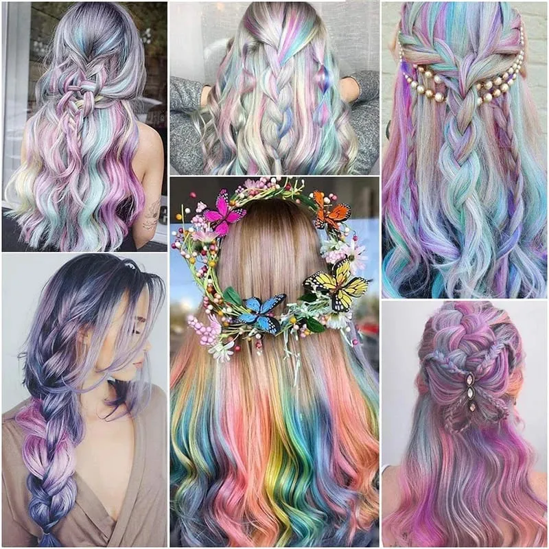 Pick dye wig piece female color hanging ear dye one-piece simulated long straight hair extension piece