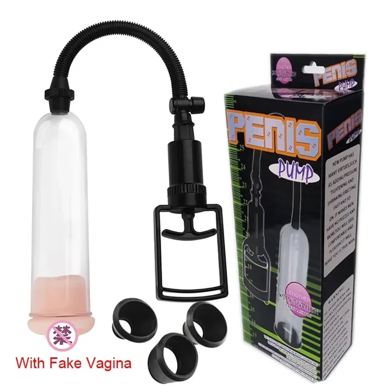 Male Penis Pump Manual Penis Enlarger Big Dick Lasting Trainer Dick Stimulate Extender Masturbator For Man Vacuum Pump Sex Toy