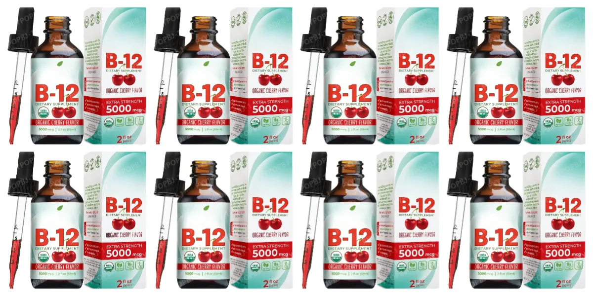 Vitamin B12 Drops 5000mcg Methylcobalamin Liquid Sublingual Supplement Cherry Flavor Vegan Sugar Free Daily Nutrition 60ml
