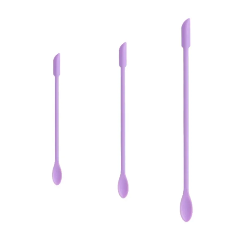 3Pcs Double-Head Silicone Spatula Soft Brush Cosmetic Digging Spoon Lengthened Jam Scraping Spoons Portable Makeup Brushes Set