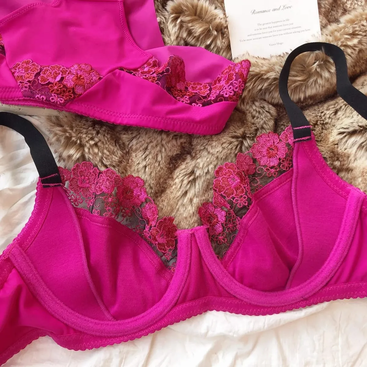 75-95 BCDEFG Summer New thin Floral Embroidery Push Up Women Sexy Underwear Sets Bra And Panty Lingerie Intimates