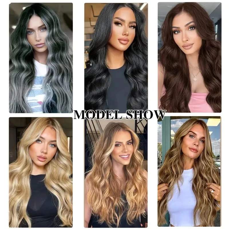 22Inch Synthetic 6pcs/set Long Curly Hair Extension Thick Soft Hairpiece for Short Hairline Coverage for Women Daily Use