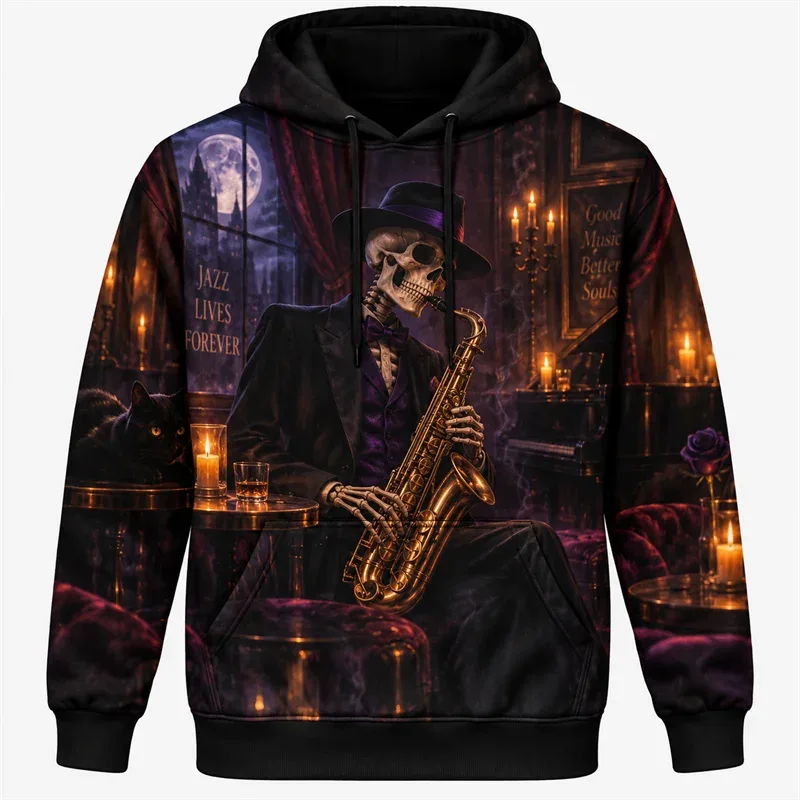 Halloween Hoodie 2026 Retro Graphic Pullover Haunted Adventure Gothic Night Streetwear Pumpkin Ghost Skeleton Moon Forest Unisex — image 4